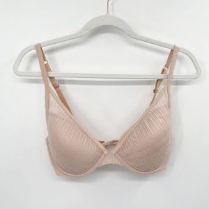 Thirdlove Everyday Lace Uplift Plunge Bra Beige Size 34D Foam Cups